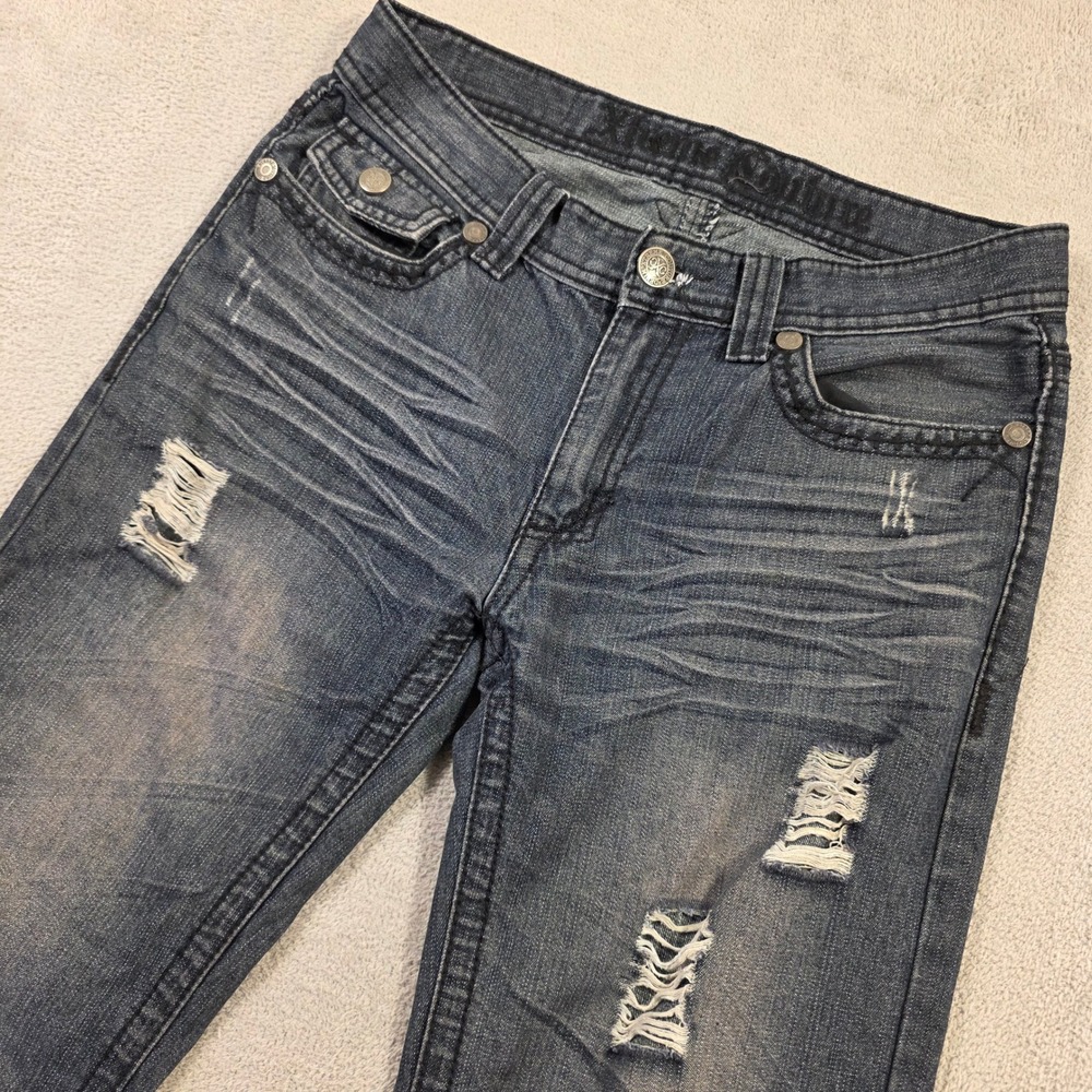 Xtreme Couture Jeans Mens 30x30 (Fits 32x28) Blue Distressed Studded Grunge Y2K